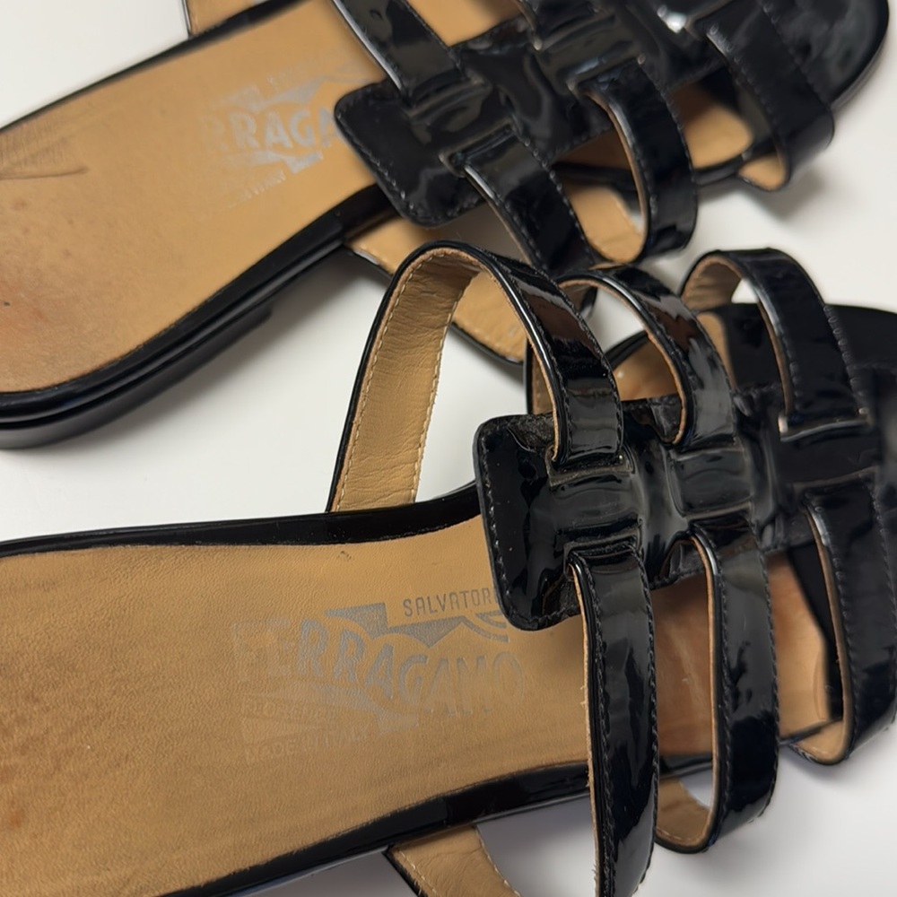 Salvatore Ferragamo Patent Leather Slides - Picture 7 of 14